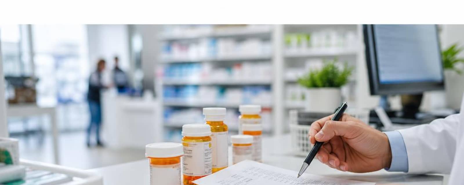 Pharmacist reviewing medications with a patient
